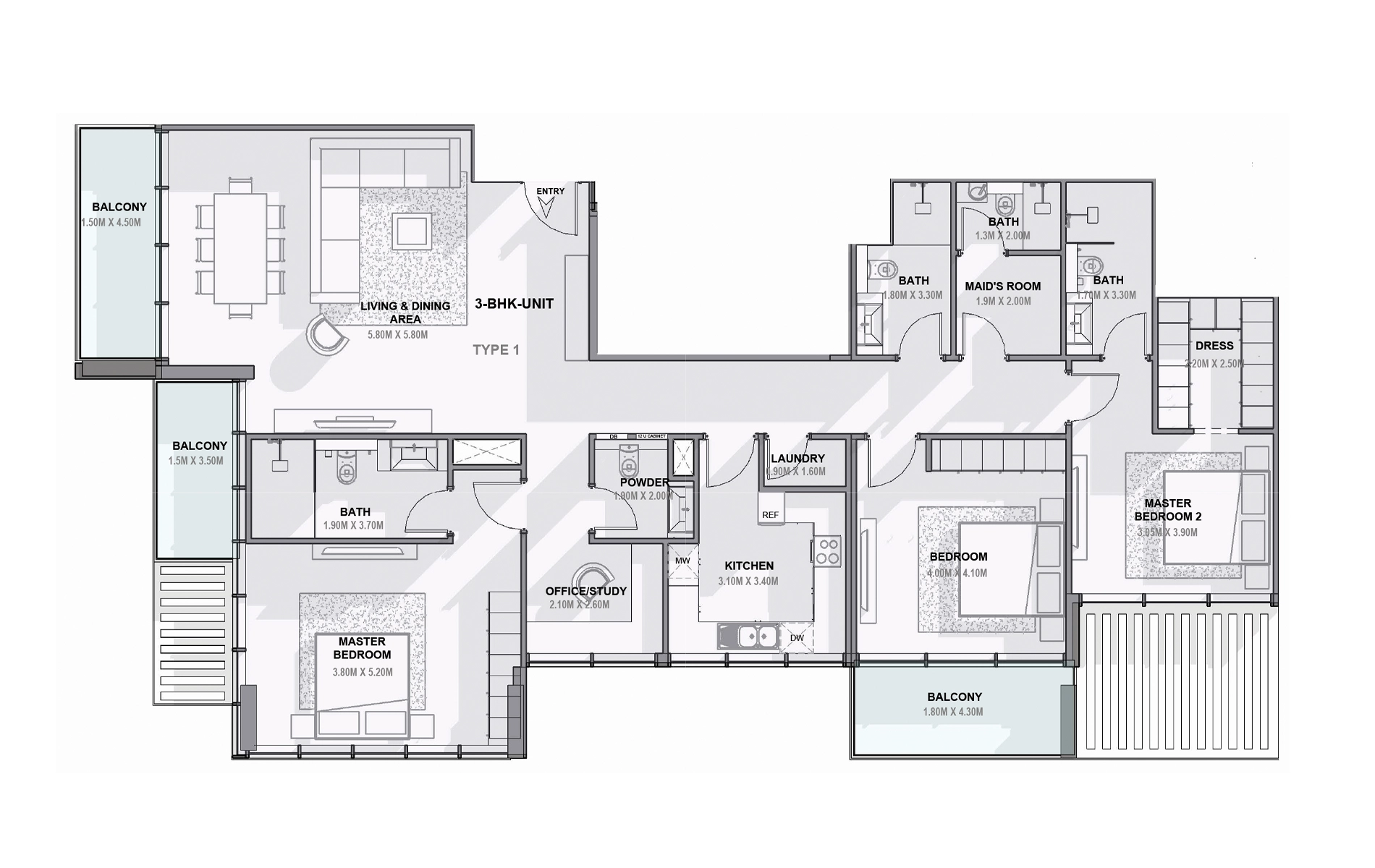 Allegro Residences 1 bedroom floor plan