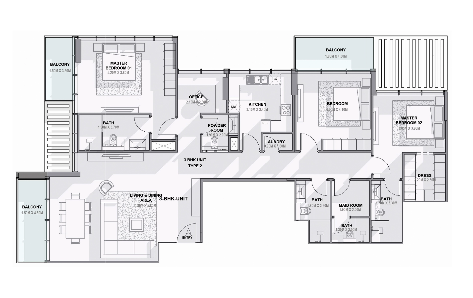 Allegro Residences 2 bedroom floor plan