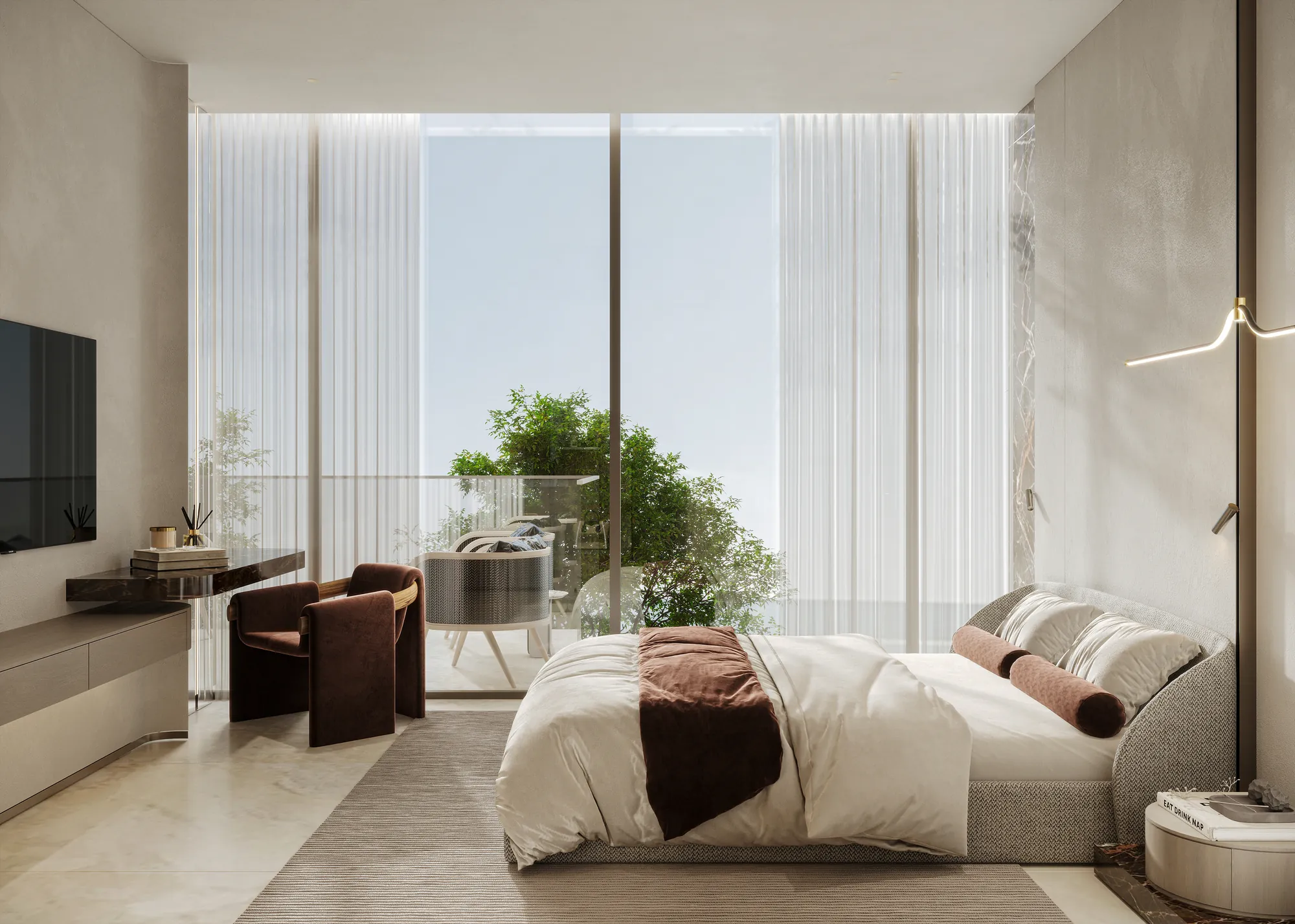 One bedroom apartment bedroom view 1