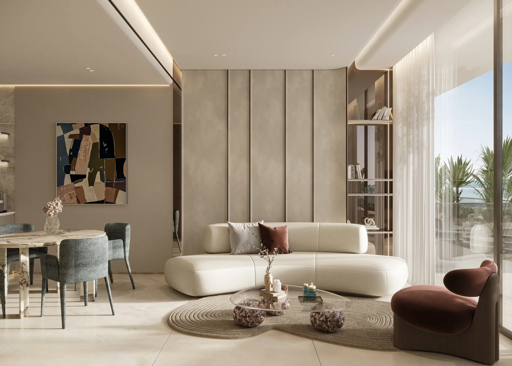 One bedroom apartment living room view 5