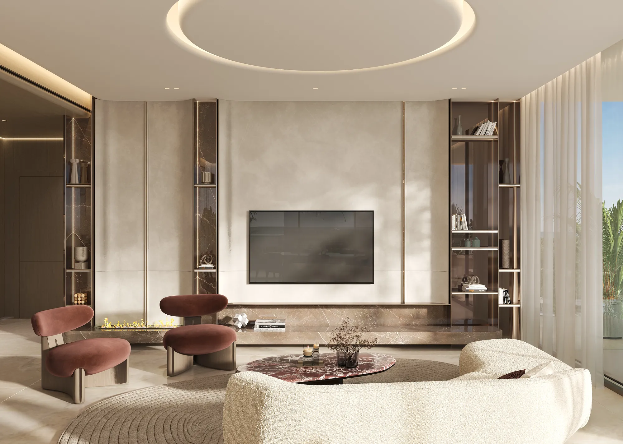 Three bedroom apartment living room view 1