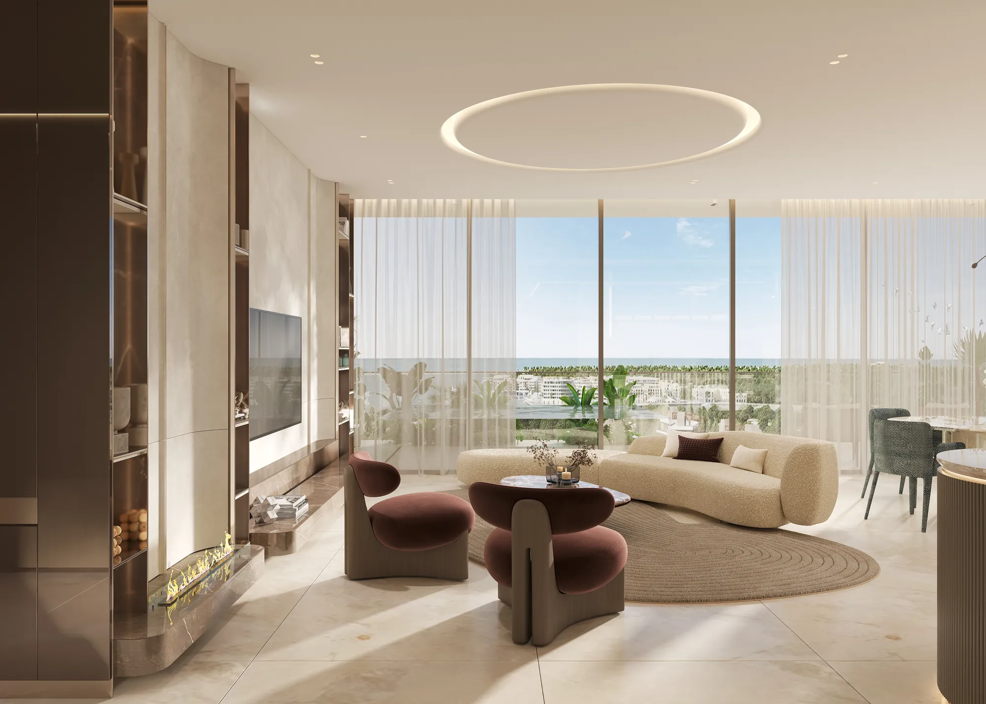 Three bedroom apartment living room view 4