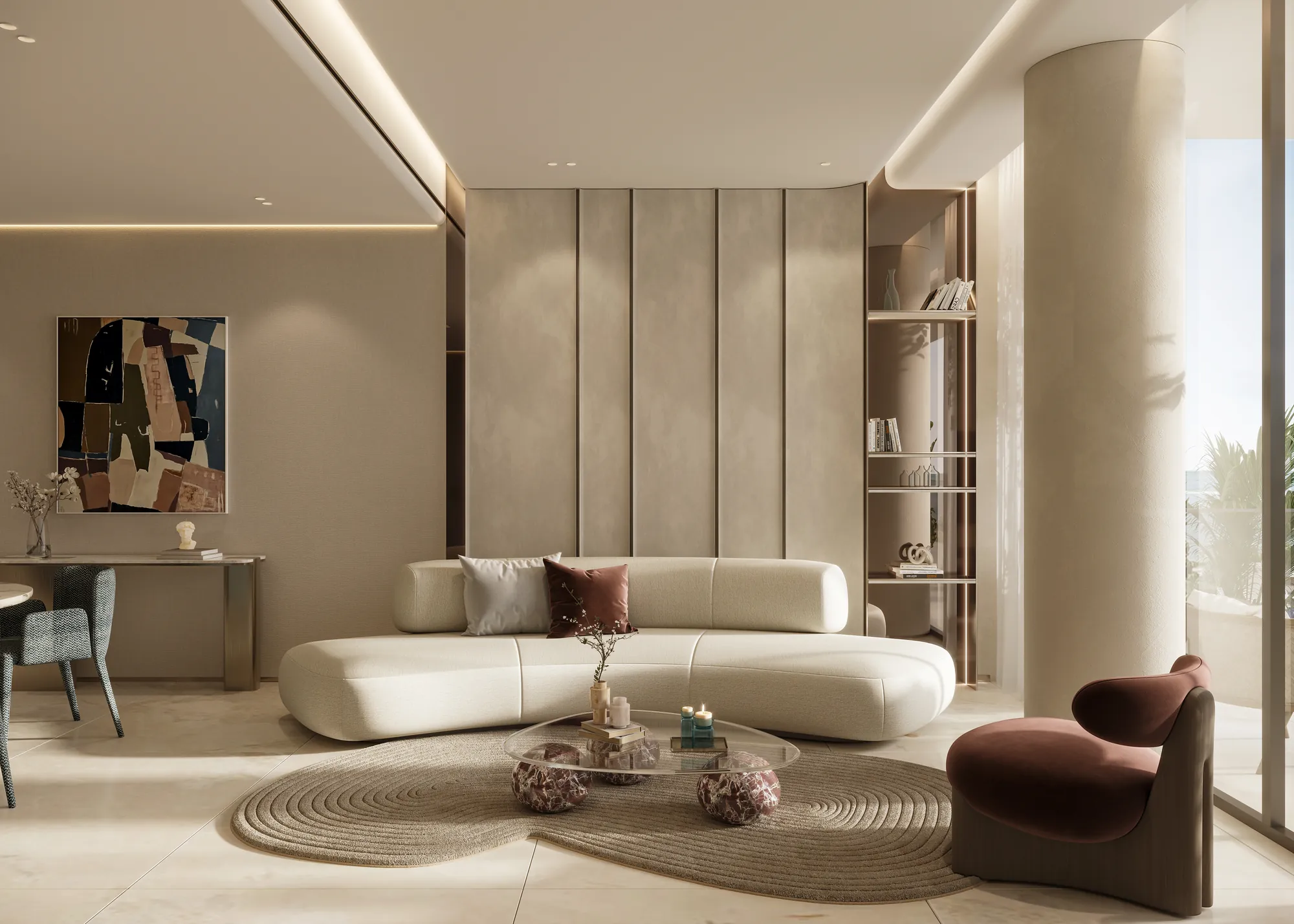 Two bedroom apartment living room view 4